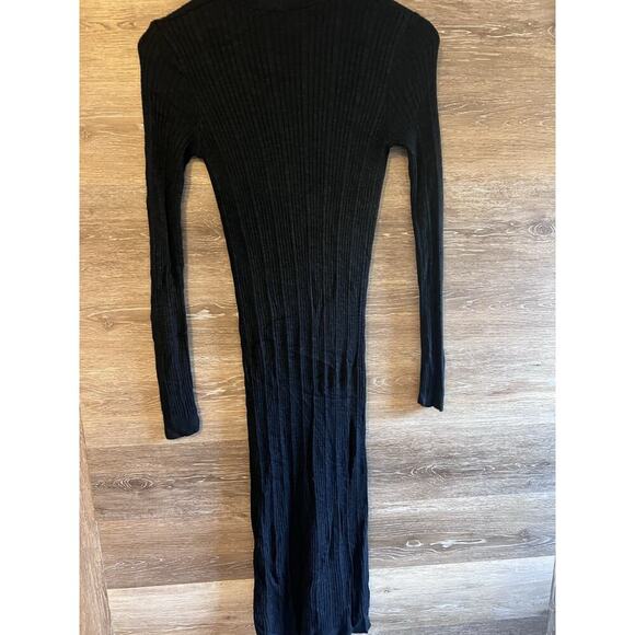 Free People Free-Est Hailee Long Sleeve Sweater Dress Waffle Black XS Button - Picture 11 of 12
